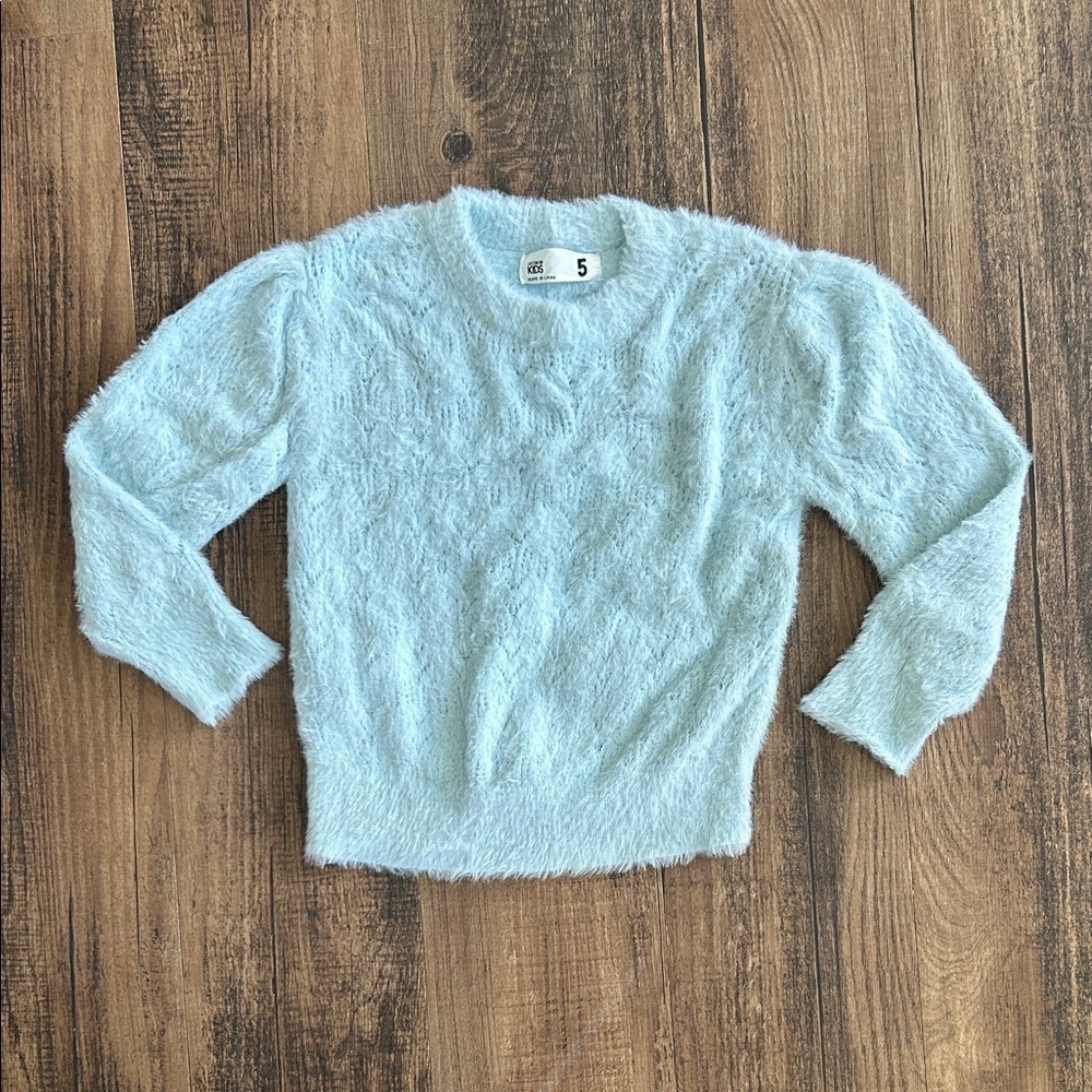 Cotton On Fuzzy Light Blue Kids Sweater - Picture 1 of 4